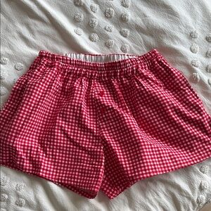 MOTEL Red Gingham Checkered Shorts